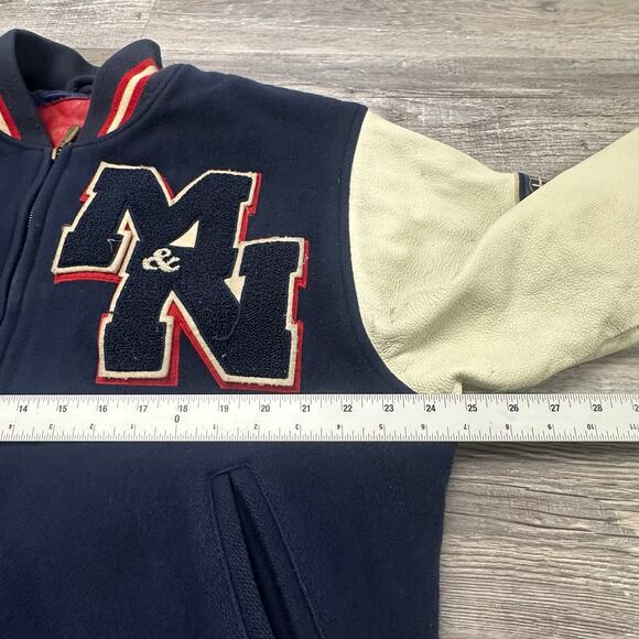Mitchell & Ness Mens L‎ Wool Insulated Varsity Football Leather Letterman Jacket - Picture 7 of 9